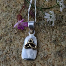 Load image into Gallery viewer, Small standing stone sterling silver pendant with trinity Knot