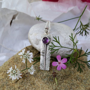 Oak Tree Ogham Pendant set with Amethyst