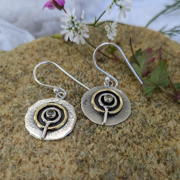 Sterling Silver Cup and Ring Circle Earrings