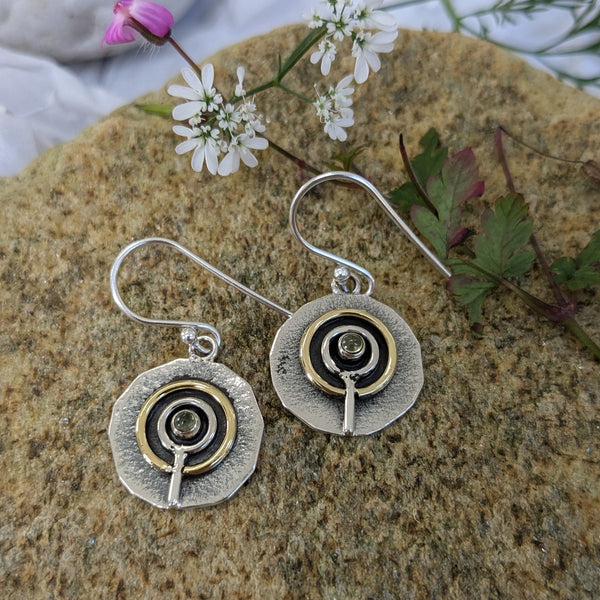 Sterling Silver Cup and Ring Circle Earrings