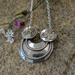 Ornate Sterling Silver Lunula Pendant