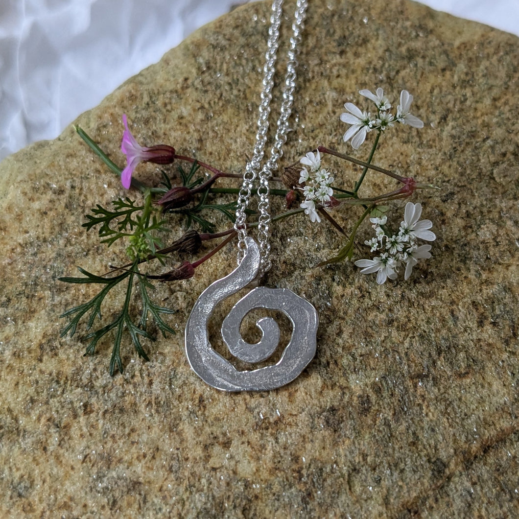 Textured Sterling Silver Spiral Pendant