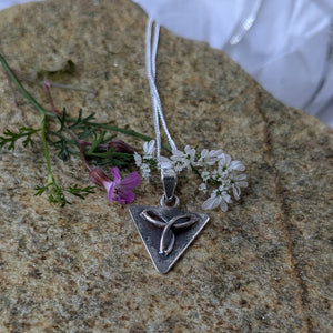 Triangle Textured Silver Trinity Knot Pendant