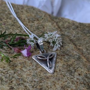 Triangle Textured Silver Trinity Knot Pendant