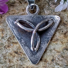 Load image into Gallery viewer, Triangle Textured Silver Trinity Knot Pendant