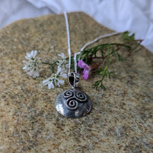 Load image into Gallery viewer, Textured Dome Silver Triskele Pendant