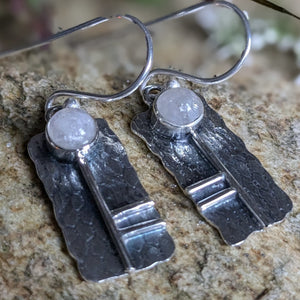 Oak Tree Ogham Earrings set with Moonstone