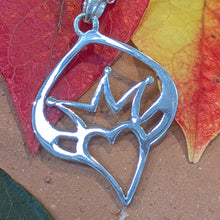 Load image into Gallery viewer, Contemporary Claddagh Necklace, Sterling Silver Claddagh, Quirky Jewellery, Unique Necklace, Friendship Necklace, Love Jewelry, Friendship Necklace, Heart Pendant