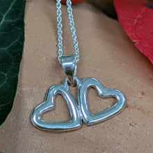 Load image into Gallery viewer, Soul Mates, Sterling Silver Hearts Necklace, Two Hearts Necklace, Love Necklace, Friendship Necklace, For Him, For Her, Gift for Friend, Heart Charm Necklace, Running Hearts Necklace, Couples Necklace