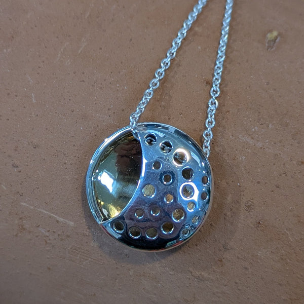 Moonscape Pendant, Sterling Silver Pendant with Brass Details, Feminist Jewellery, Celtic Moon Goddess Pendant, Nature Jewelry, Meaningful Pendant