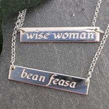 Load image into Gallery viewer, Bean Feasa - Wise Women Sterling Silver Irish Language Necklace