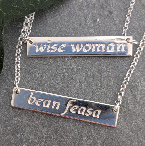 Bean Feasa - Wise Women Sterling Silver Irish Language Necklace