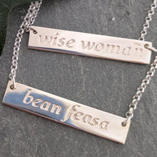 Load image into Gallery viewer, Bean Feasa - Wise Women Sterling Silver Irish Language Necklace