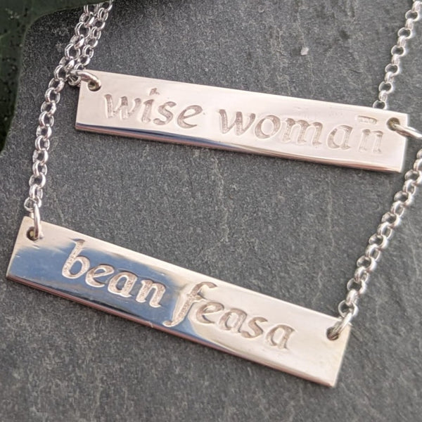 Bean Feasa - Wise Women Sterling Silver Irish Language Necklace