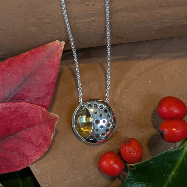 Moonscape Pendant, Sterling Silver Pendant with Brass Details, Feminist Jewellery, Celtic Moon Goddess Pendant, Nature Jewelry, Meaningful Pendant
