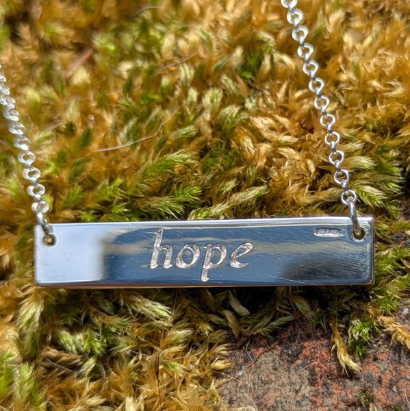 Dóchas - Hope Sterling Silver Irish Language Necklace