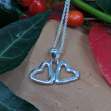 Load image into Gallery viewer, Soul Mates, Sterling Silver Hearts Necklace, Two Hearts Necklace, Love Necklace, Friendship Necklace, For Him, For Her, Gift for Friend, Heart Charm Necklace, Running Hearts Necklace, Couples Necklace