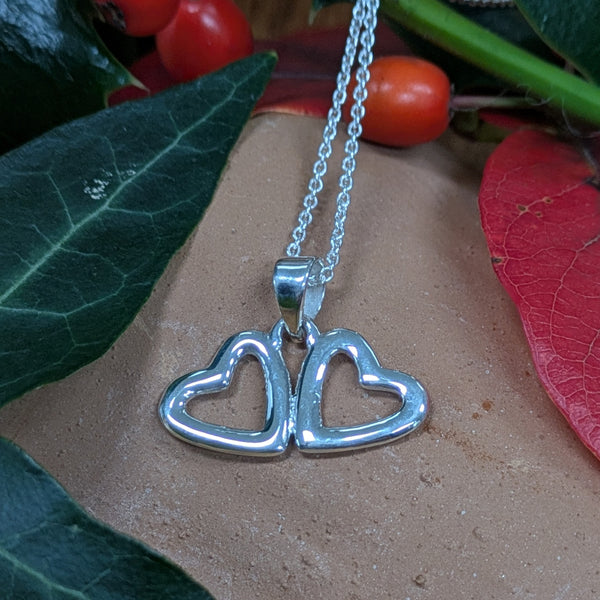 Soul Mates, Sterling Silver Hearts Necklace, Two Hearts Necklace, Love Necklace, Friendship Necklace, For Him, For Her, Gift for Friend, Heart Charm Necklace, Running Hearts Necklace, Couples Necklace