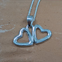 Load image into Gallery viewer, Soul Mates, Sterling Silver Hearts Necklace, Two Hearts Necklace, Love Necklace, Friendship Necklace, For Him, For Her, Gift for Friend, Heart Charm Necklace, Running Hearts Necklace, Couples Necklace
