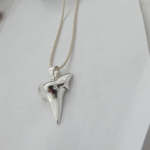 Load image into Gallery viewer, Shark Tooth Pendant, Sterling Silver Shark Tooth Pendant, Animal Lover Jewellery, Shark Lover Gift, For Him, For Her, Unisex Jewellery, Shark Necklace, Surfer Gift, Beach Jewelry, Marine Pendant