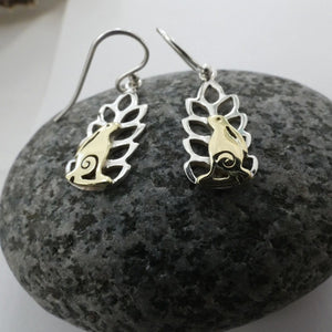 Wild Irish Hare in the Corn Earrings, Sterling Silver and Brass, Animal Earrings, Gardener Gift, Celtic Mythology Jewelry