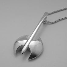 Load image into Gallery viewer, Scathach Pendant, Chunky Sterling Silver Pendant, Ceremonial Axe Pendant, Weapon Necklace, Battle Axe Jewellery, Scottish Warrior Woman Necklace, Dún Scáith