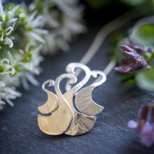 Load image into Gallery viewer, Children of Lir, Sterling Silver Swans Pendant, Bird Lover Gift, Textured Silver Necklace, Ocean Jewellery, Celtic Folklore, Magic Pendant