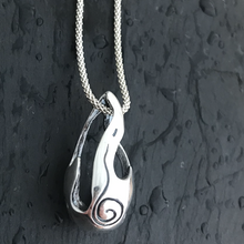 Load image into Gallery viewer, Bealtaine Pendant, Oxidised Sterling Silver Festival Fire Pendant, Flames Pendant, Fire Goddess Necklace, Engraved Jewellery, Druid