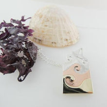 Load image into Gallery viewer, Wave Pendant, Sterling Silver Pendant with Brass and Copper, Ocean Pendant, Marine Pendant, Mixed Metal Pendant, Beach Pendant, Gift Idea, Ship Necklace, Boat Pendant, Irish Design
