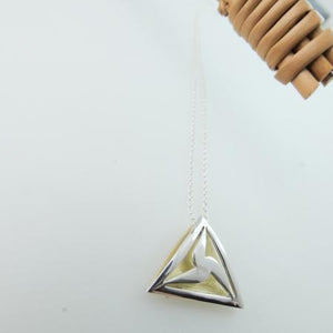 Imbolc Triangle Pendant, Sterling Silver Geometric Pendant, Mixed Metals Design, Elemental Pendant, Gaelic Festival, Spring Necklace, Blessing Jewelry