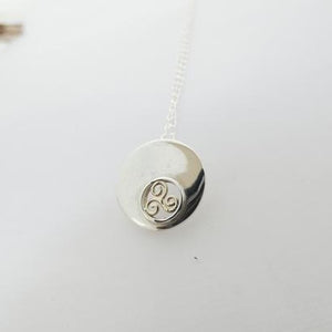 Spiral Triskellion Pendant, Sterling Silver Pendant with Brass Spiral Details, Celtic Knotwork Pendant, Trinity Knot Necklace, Irish Runestone Jewelry, Pagan Pendant