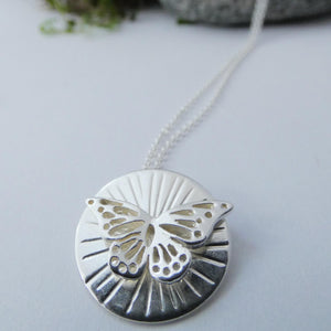 Butterfly Pendant, Sterling Silver Butterfly Jewellery, Cottagecore Necklace, Dainty, Silver Nature Pendant, Transformation Jewellery