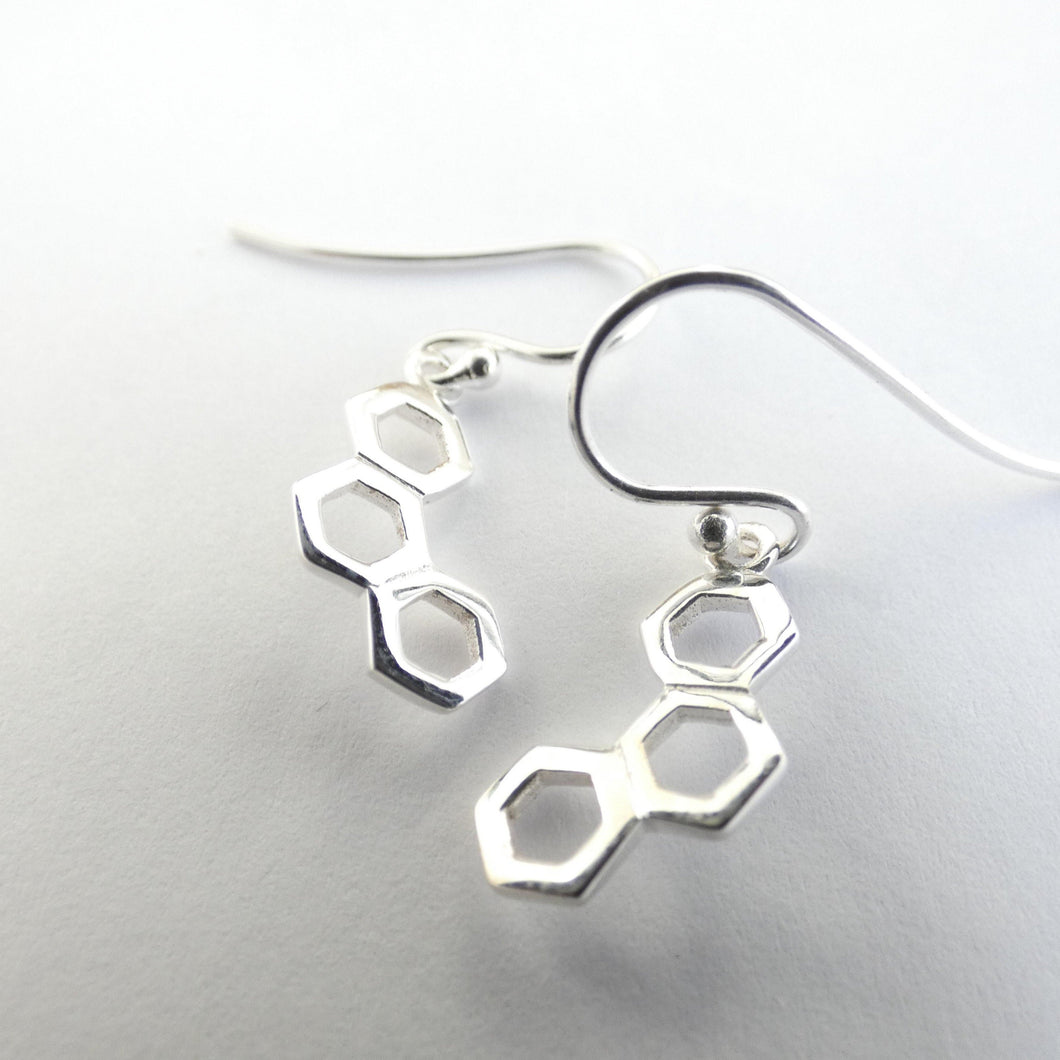 Giant's Causeway Earrings, Sterling Silver Hexagons Pendant, Silver Honeycomb Necklace, Nature Jewellery, Irish Culture, Scottish Tradition, Travel Jewelry