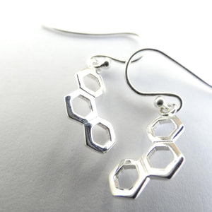 Giant's Causeway Earrings, Sterling Silver Hexagons Pendant, Silver Honeycomb Necklace, Nature Jewellery, Irish Culture, Scottish Tradition, Travel Jewelry
