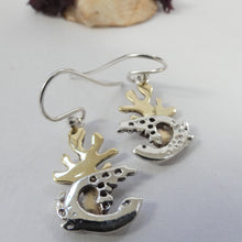 Load image into Gallery viewer, Selkie Seal Earrings, Sterling Silver Earrings with Brass Seaweed Details, Animal Lover Earrings, Silver Seal Earrings, Selkie Mythology, Marine Earrings, Love Jewellery