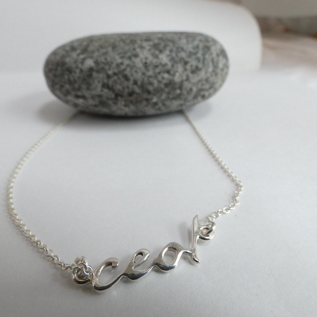 Ceol - Music Necklace, Sterling Silver Necklace, Irish Language Necklace, Gaeilgeoir, Cúpla Focal, Líofa Necklace, Muscian Gift, Necklace as Gaeilge, Gaeltacht