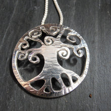 Load image into Gallery viewer, Tree of Life Pendant, Sterling Silver Tree Pendant, Textured Silver Necklace, Nature Pendant, Leaf Necklace, Unique Jewellery, Celtic Amulet, Wiccan Necklace