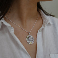 Load image into Gallery viewer, Irish Meadow Pendant, Sterling Silver Flower Meadow Pendant, Summer Jewelry, Wild Atlantic Way Jewellery, Nature Necklace, Butterfly Necklace, Walking Gift