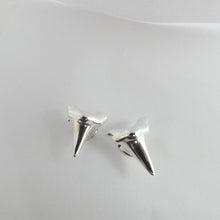 Load image into Gallery viewer, Shark Tooth Cuff Links, Sterling Silver Shark Tooth Cufflinks, Animal Lover Jewellery, Shark Lover Gift, For Him, For Her, Unisex Jewellery, Shark Cufflinks, Surfer Gift, Beach Jewelry, Marine Cuff Links