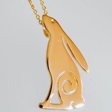 Load image into Gallery viewer, solid gold hare pendant with Celtic spiral