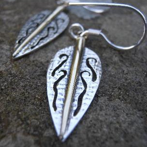Arrowhead Earrings, Sterling Silver Fairy Dart Earrings, Celtic Talisman, Pagan Jewelry, Elf Shot Earrings, Ceremonial Weapon Jewellery, Silver Arrow Necklace,