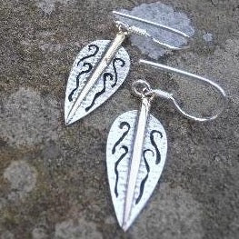 Arrowhead Earrings, Sterling Silver Fairy Dart Earrings, Celtic Talisman, Pagan Jewelry, Elf Shot Earrings, Ceremonial Weapon Jewellery, Silver Arrow Necklace,