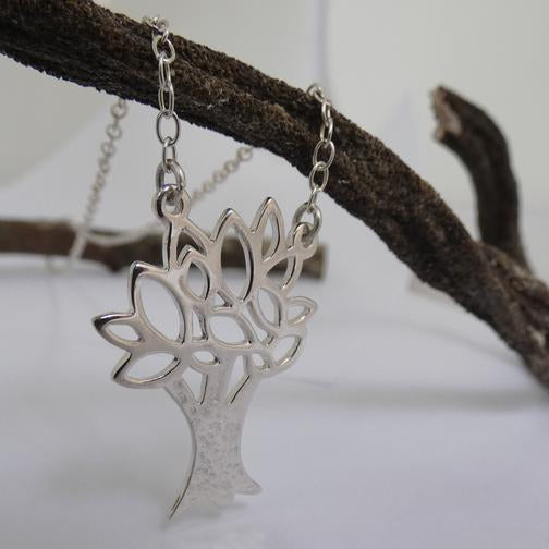 Tree of Knowledge Pendant, Sterling Silver Tree Pendant, Textured Silver Necklace, Nature Pendant, Leaf Necklace, Quirky Jewellery, Wisdom Amulet, Pagan Necklace