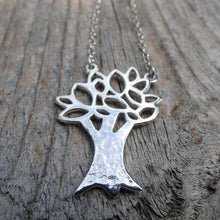 Load image into Gallery viewer, Tree of Knowledge Pendant, Sterling Silver Tree Pendant, Textured Silver Necklace, Nature Pendant, Leaf Necklace, Quirky Jewellery, Wisdom Amulet, Pagan Necklace