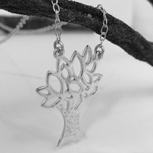 Load image into Gallery viewer, Tree of Knowledge Pendant, Sterling Silver Tree Pendant, Textured Silver Necklace, Nature Pendant, Leaf Necklace, Quirky Jewellery, Wisdom Amulet, Pagan Necklace