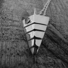 Load image into Gallery viewer, Titanic Pendant, Sterling Silver Ship Pendant set with White Moonstone, Irish History Jewellery, Silver Boat Pendant, Geometric Necklace, Ocean Voyage Pendant, Belfast Landmark Pendant