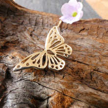Load image into Gallery viewer, 10 Carat Gold Butterfly Necklace, Nature Lover, Solid Gold Butterfly, Symbol of Beauty and Transformation, Transitional Pendant, Cottagecore Jewellery, Cute Necklace, Delicate Jewelry