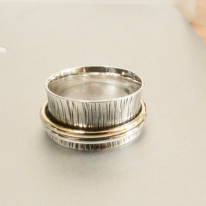 Textured Tree Bark Ring, Nature Jewelry, Worry Ring, Fidget Ring, Adult Stimming Jewellery, Silver Spinner Ring, Anxiety Ring, Neurodivergent Jewelry