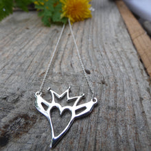 Load image into Gallery viewer, Contemporary Claddagh Necklace, Sterling Silver Claddagh, Quirky Jewellery, Unique Necklace, Friendship Necklace, Love Jewelry, Friendship Necklace, Heart Pendant