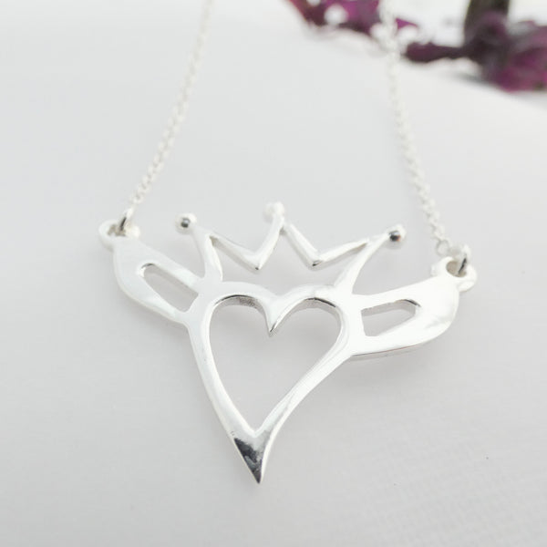 Contemporary Claddagh Necklace, Sterling Silver Claddagh, Quirky Jewellery, Unique Necklace, Friendship Necklace, Love Jewelry, Friendship Necklace, Heart Pendant